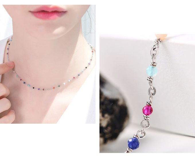 韓國 Soo&Soo - (925純銀)璀璨彩石項鏈-BLACKPINK LISA同款