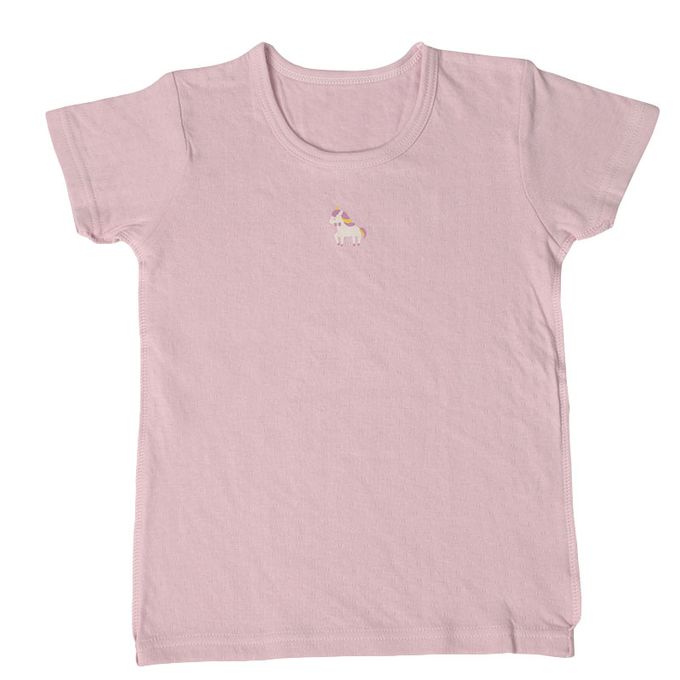 akachan honpo - 短袖圓領上衣2件組蓬鬆棉-獨角獸&蛋糕-紫色