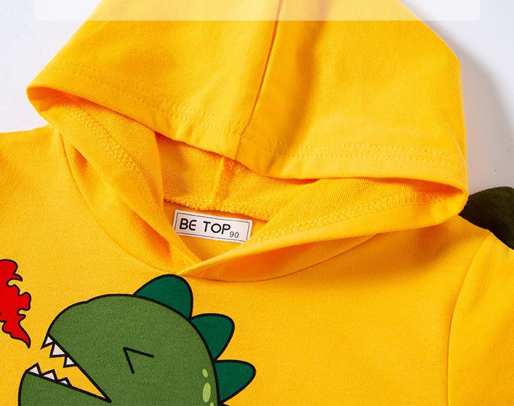 純棉立體連帽長袖上衣/帽T-小小妖怪-藍色