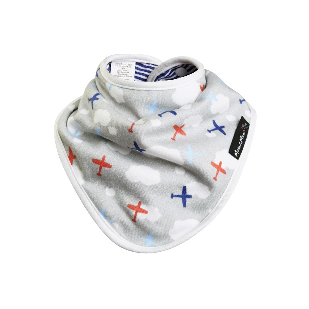 Mum 2 Mum - 雙面竹纖維棉機能口水巾圍兜-飛機/藍條紋