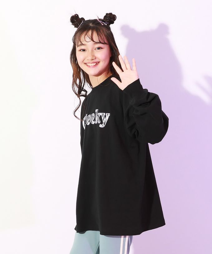 日本 devirock - DANCE 純棉舒適寬版長袖上衣-手臂玫瑰-白