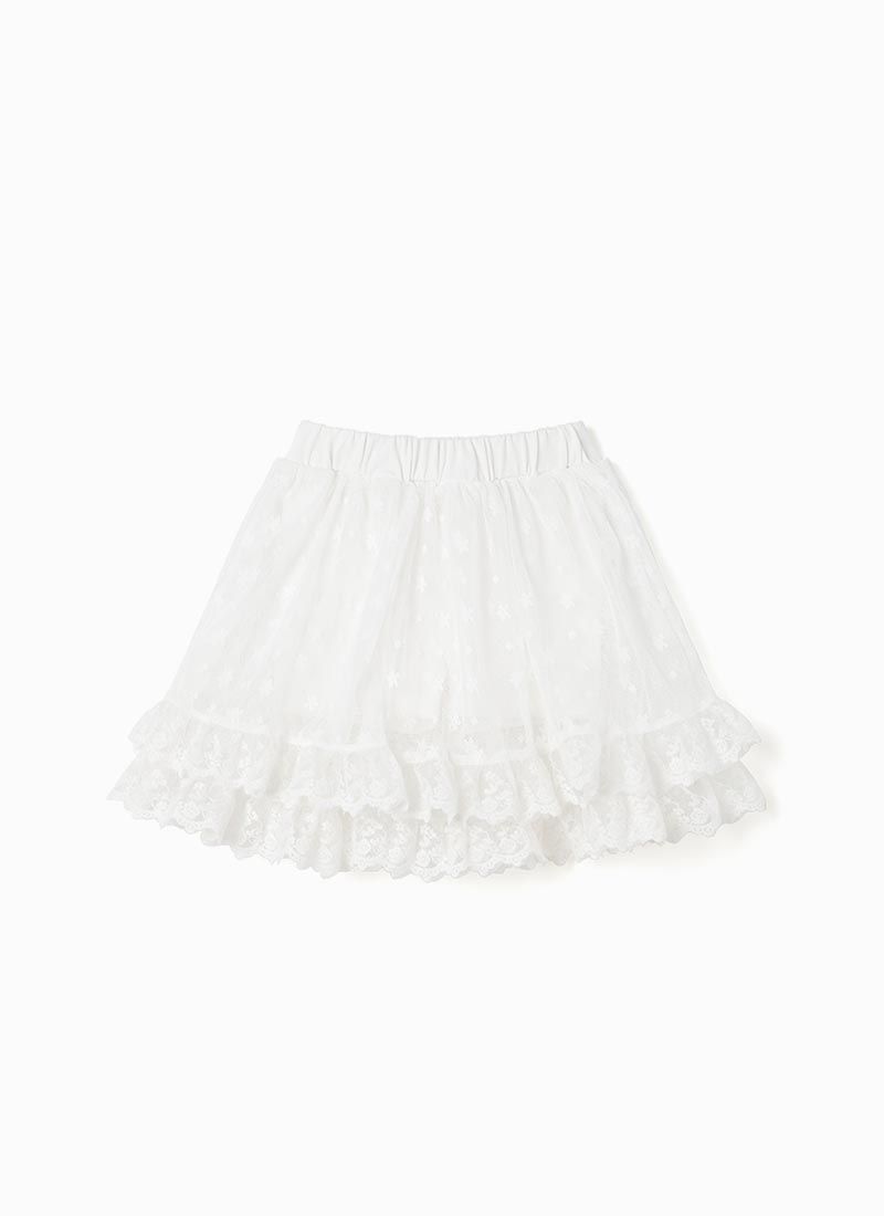 韓國 OZKIZ - 迷人蕾絲鬆緊腰褲裙-白