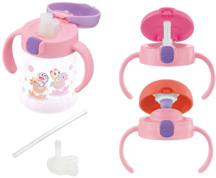 日本 Richell 利其爾 - DORAEMON三階段水杯禮盒-粉 (200ml)