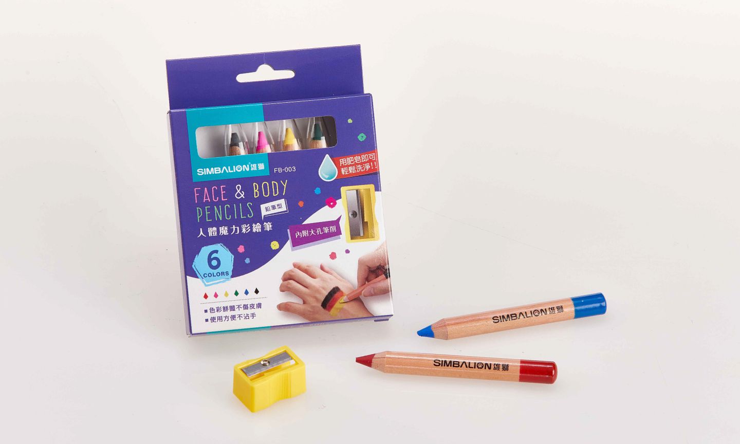 雄獅 SIMBALION - 人體魔力彩繪筆(鉛筆型)-6色組