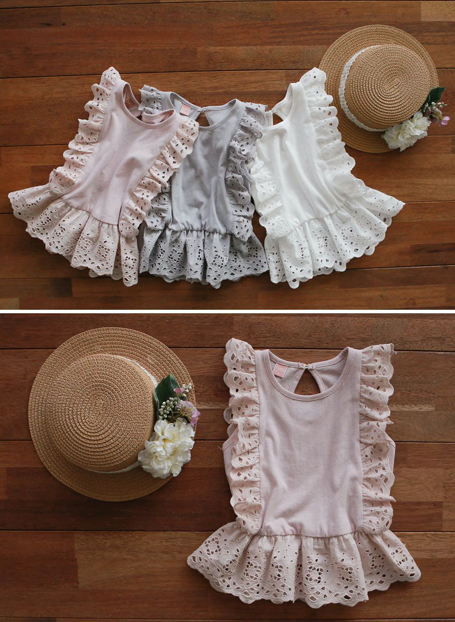 韓國 PuellaFLO - 鏤空荷葉無袖上衣-藕粉