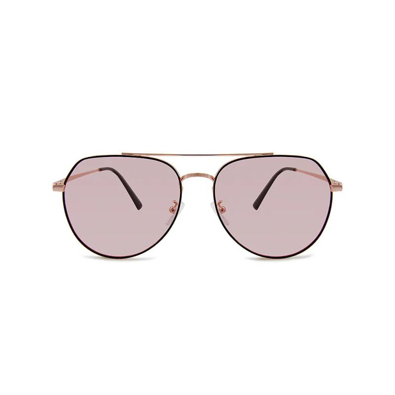 ALEGANT - 風格美學裸櫻粉金框感光變色夜視防眩光飛官款寶麗來偏光太陽眼鏡│UV400太陽眼鏡