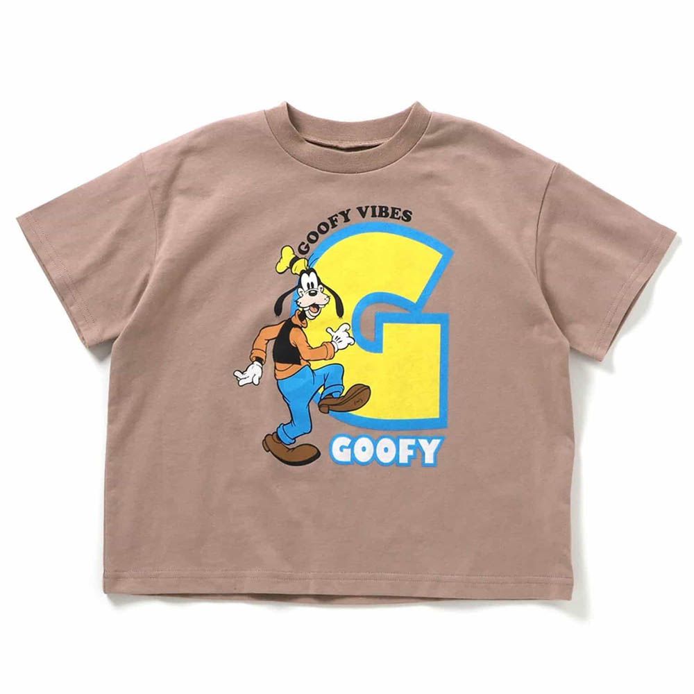 迪士尼限定 印花T恤-卡通人物高飛-咖啡