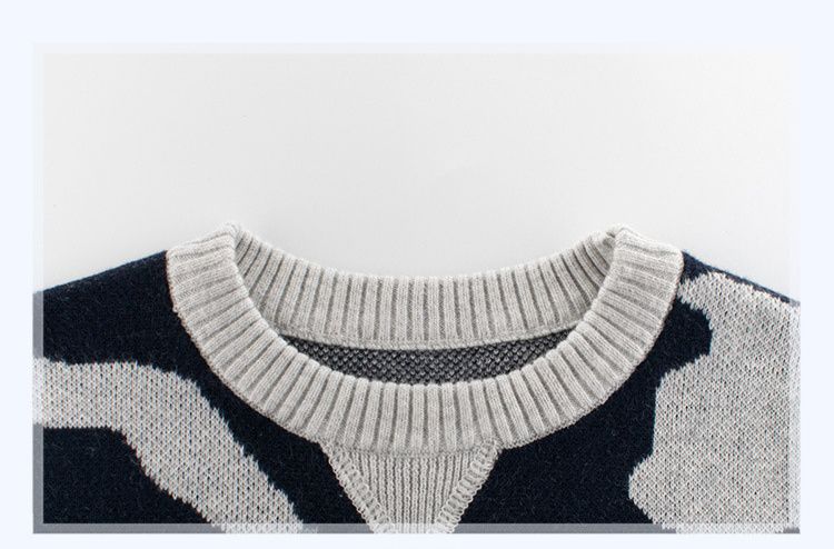 純棉針織長袖毛衣-灰迷彩-灰色