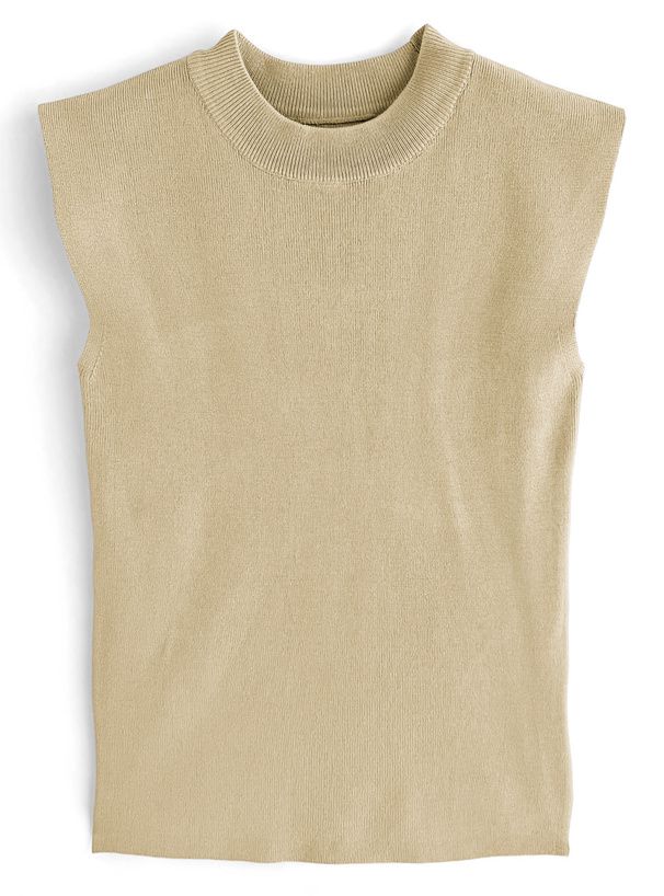 日本 GRL - 彈性薄針織顯瘦無袖上衣-天使白