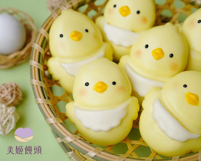美姬饅頭 - 圍兜兜小雞鮮乳造型饅頭-35g*6顆
