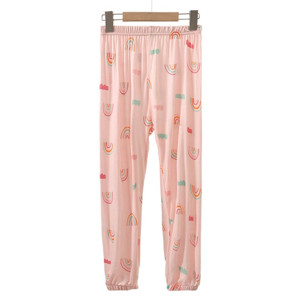 透氣舒適居家縮口褲-粉紅彩虹