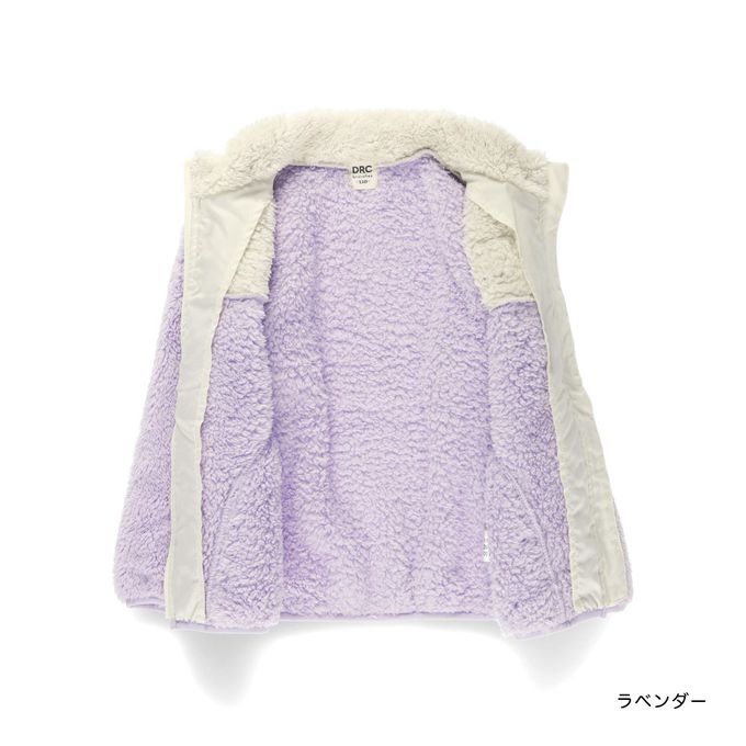 日本 BRANSHES - 泰迪熊絨毛保暖拉鍊外套-白x紫