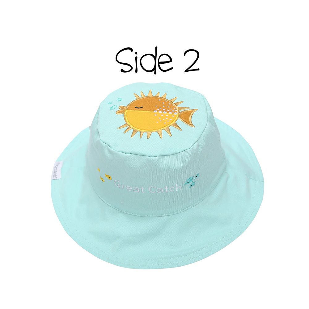 加拿大 flapjackkids - 雙面防風遮陽帽/防曬帽-魚/水母 (2y-4y)