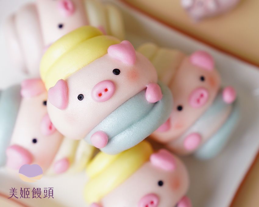 美姬饅頭 - 彩虹豬豬爆漿乳酪熱狗捲鮮乳造型饅頭 (55g)