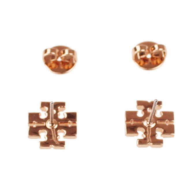 TORY BURCH - 雙T-LOGO十字耳環 (玫瑰)