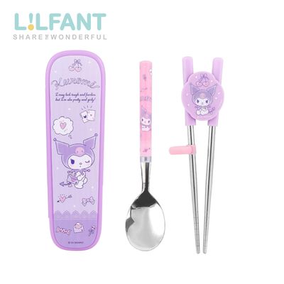 韓國 Lilfant - 附盒不鏽鋼學習匙筷組(左右手)-酷洛米