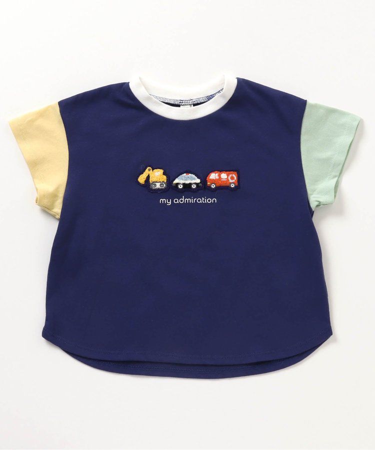 日本 apres les cours - 立體刺繡印花短袖上衣-冰棒-袖撞色