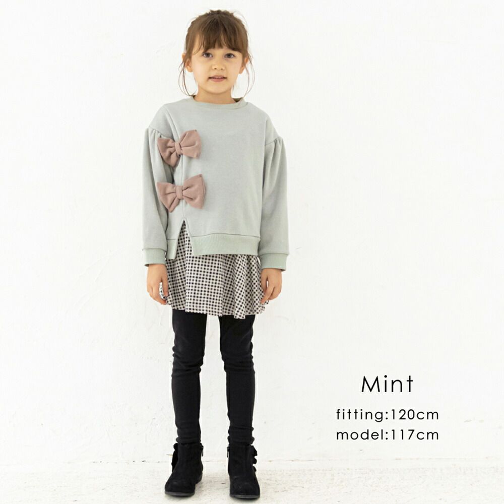 日本 evercloset - 超萌大蝴蝶結開叉裏毛長袖上衣-粉紅