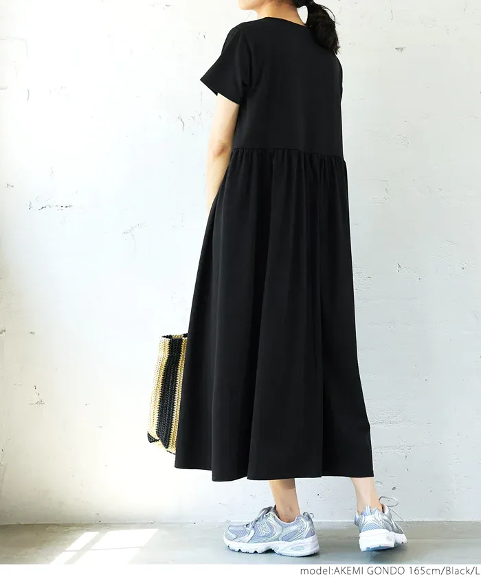 日本 COCA - 簡約百搭短袖收腰洋裝-白