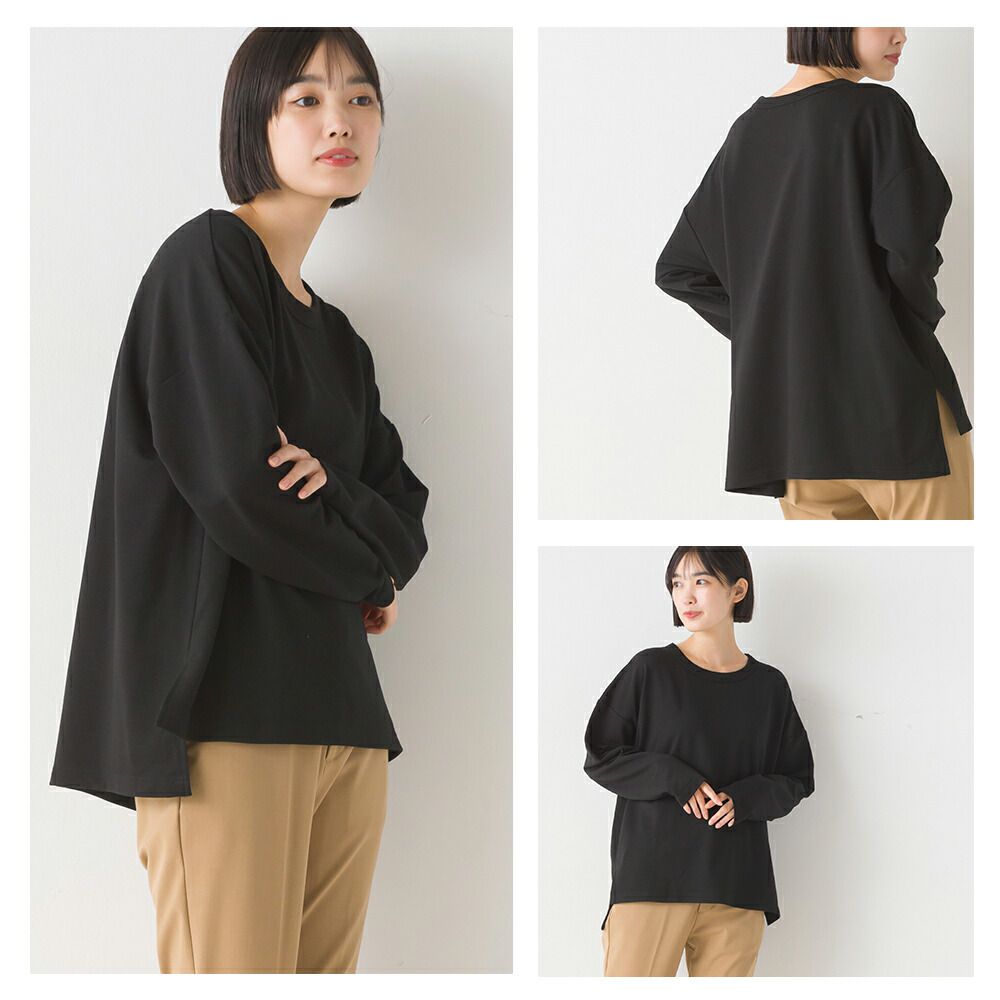 日本 OMNES - ＋3℃蓄熱彈性薄長袖上衣-黑