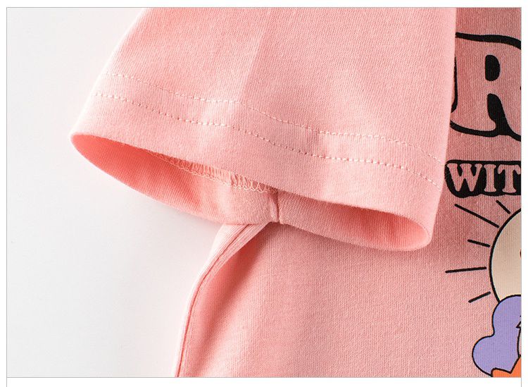 純棉短袖上衣-熊熊朋友-粉色