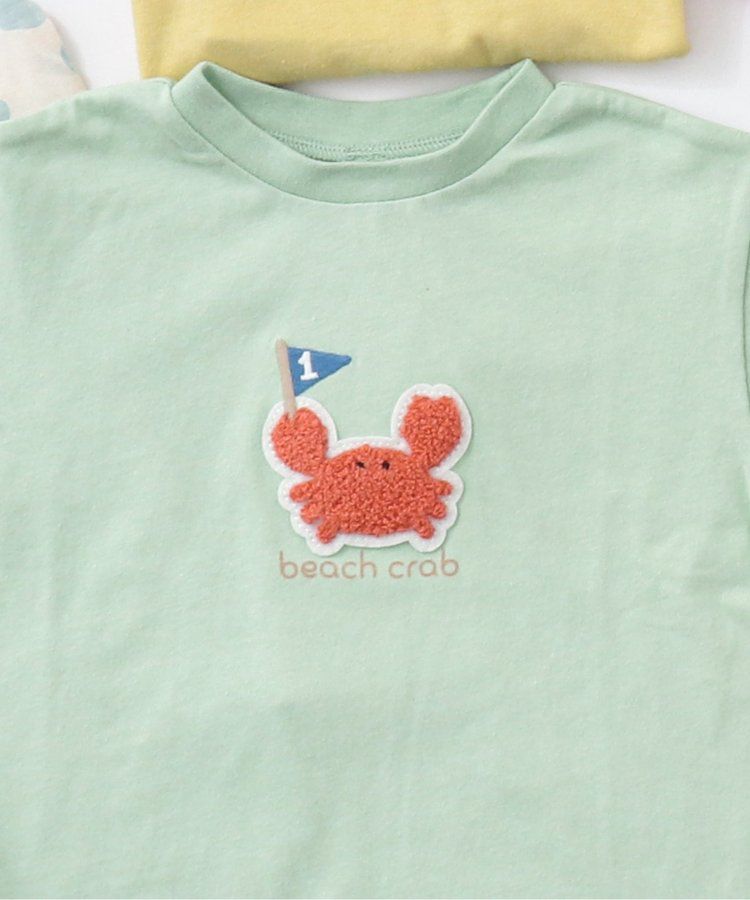 日本 apres les cours - 立體刺繡印花短袖上衣-冰棒-袖撞色