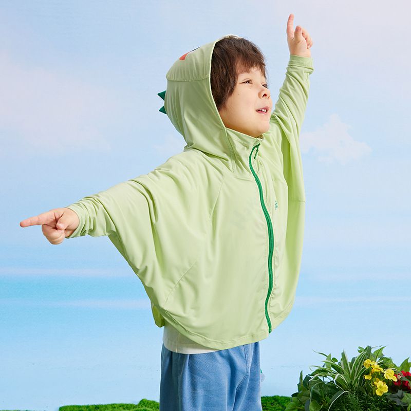 立體造型涼感連帽防曬外套/空調外套-小怪獸-淺綠色