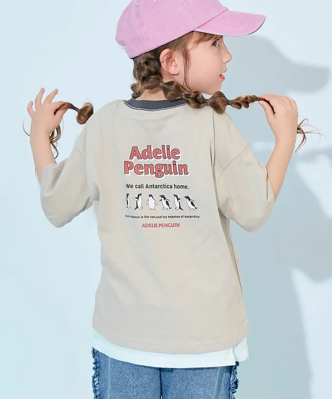 日本 devirock - 100%棉 定番印花短袖上衣-冰淇淋蘇打-摩登紫