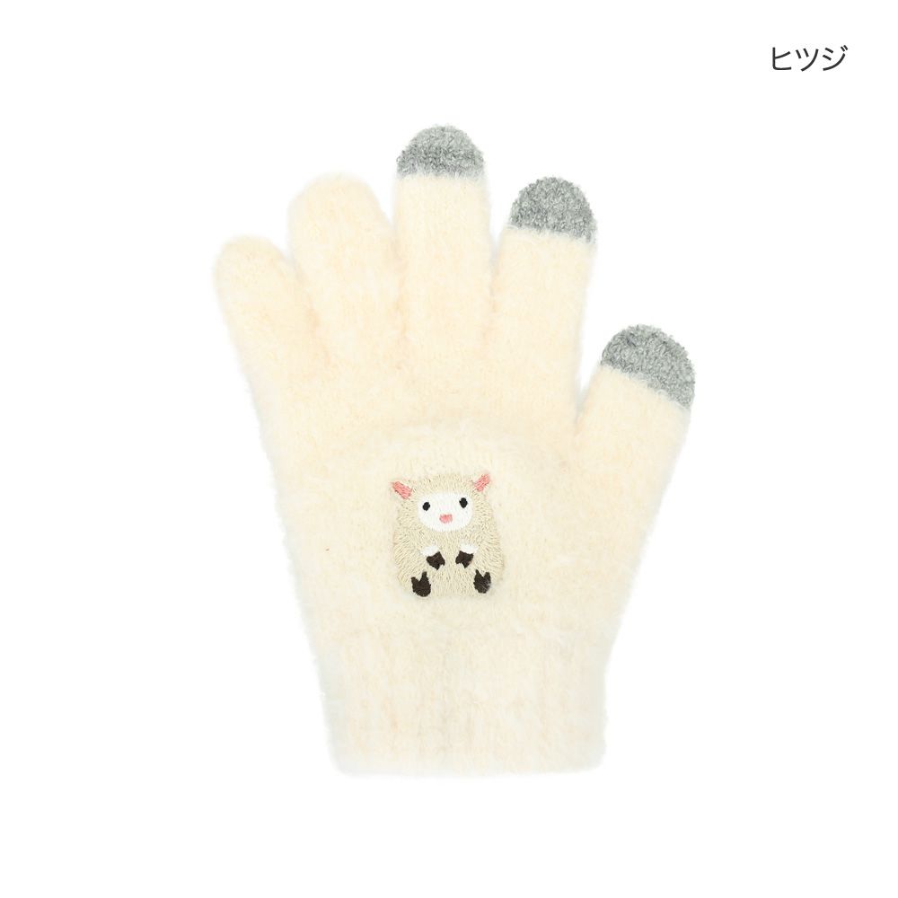 日本 TOMO - 兒童可觸控短絨保暖手套-小綿羊-奶油
