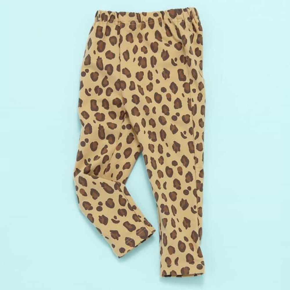 DAISUKI 可愛百搭彈性九分褲-豹紋-棕色