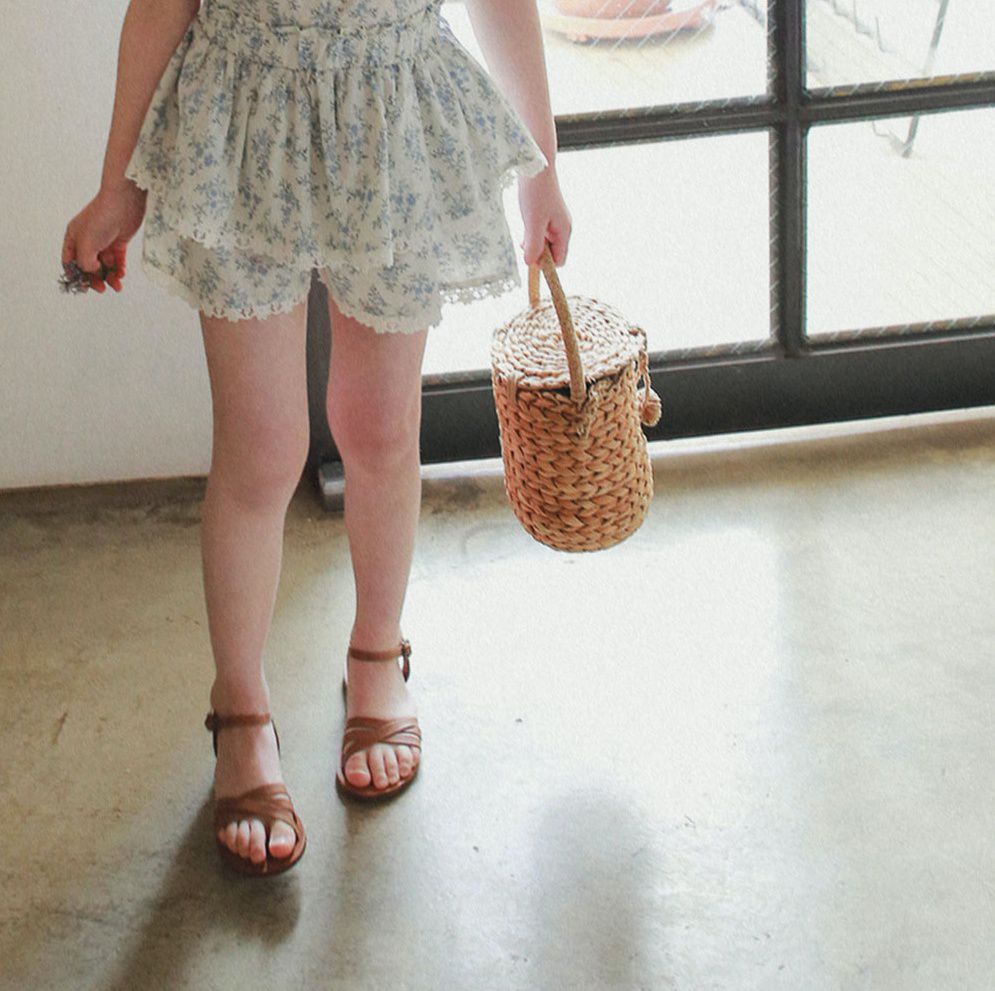 韓國 PuellaFLO - 蕾絲滾邊蛋糕褲裙-藍花