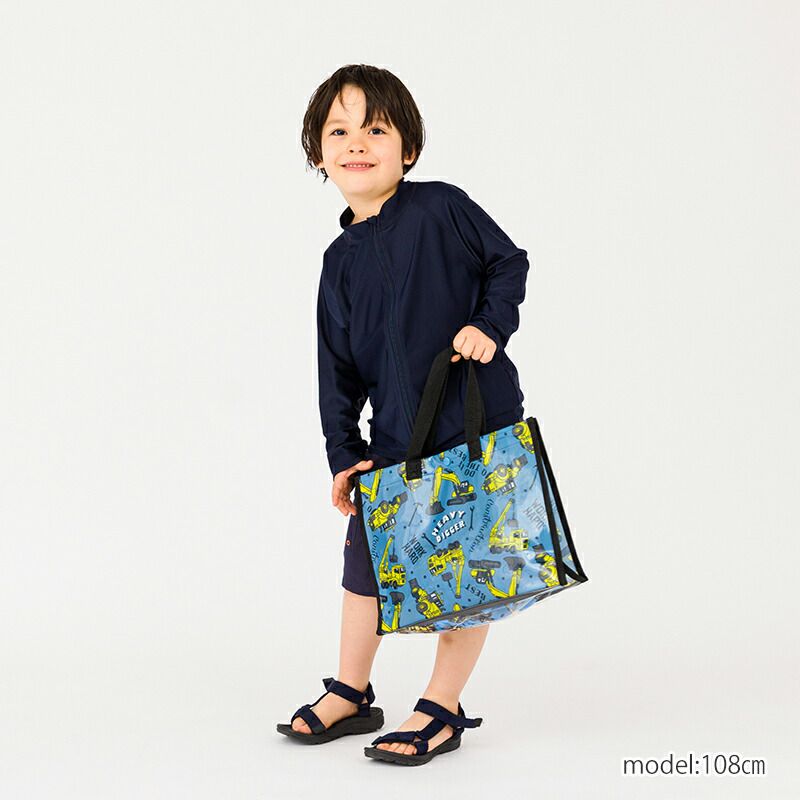 日本 ZOOLAND - 防水PVC手提袋/游泳包-F鯨鯊兄弟-深藍 (25x34x11cm)