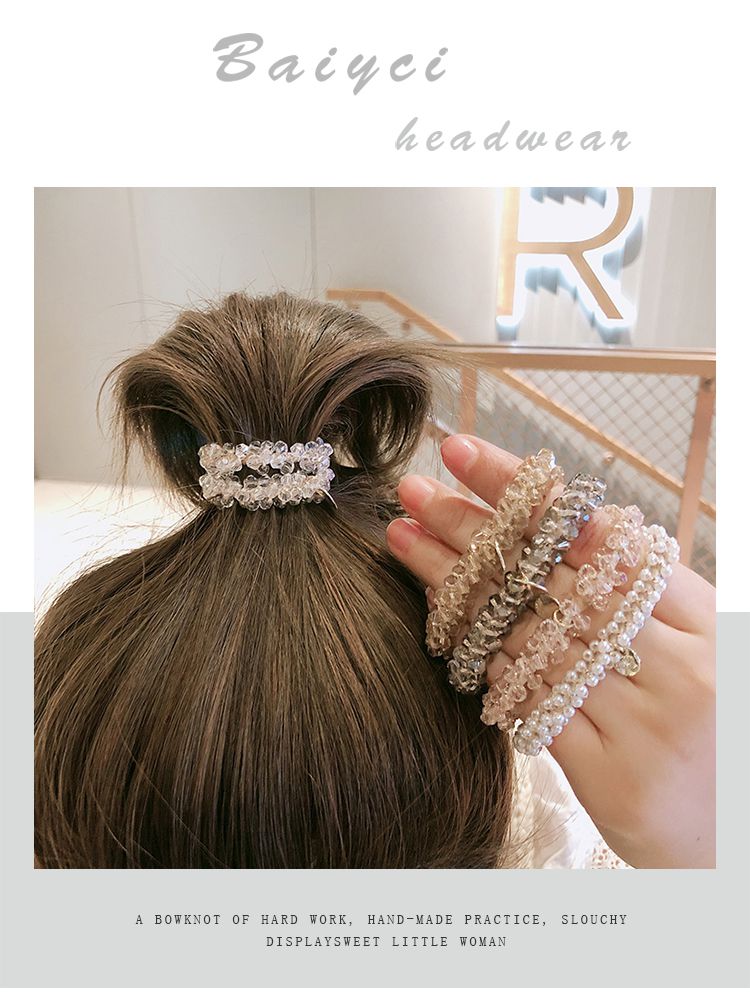 珍珠水晶兩用手鏈/髮圈-珍珠-白色