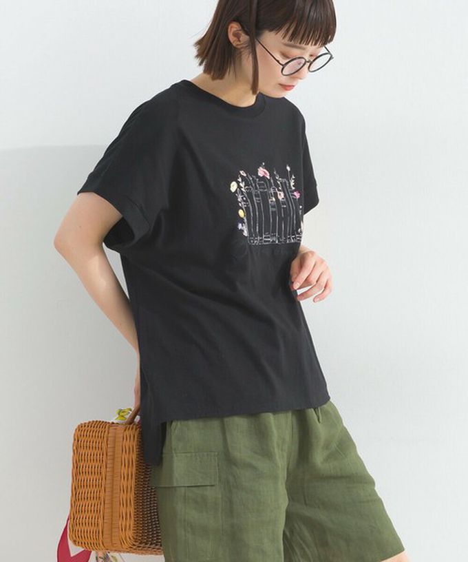 日本 Lupilien - 純棉知性印花法式袖T恤-灰棕