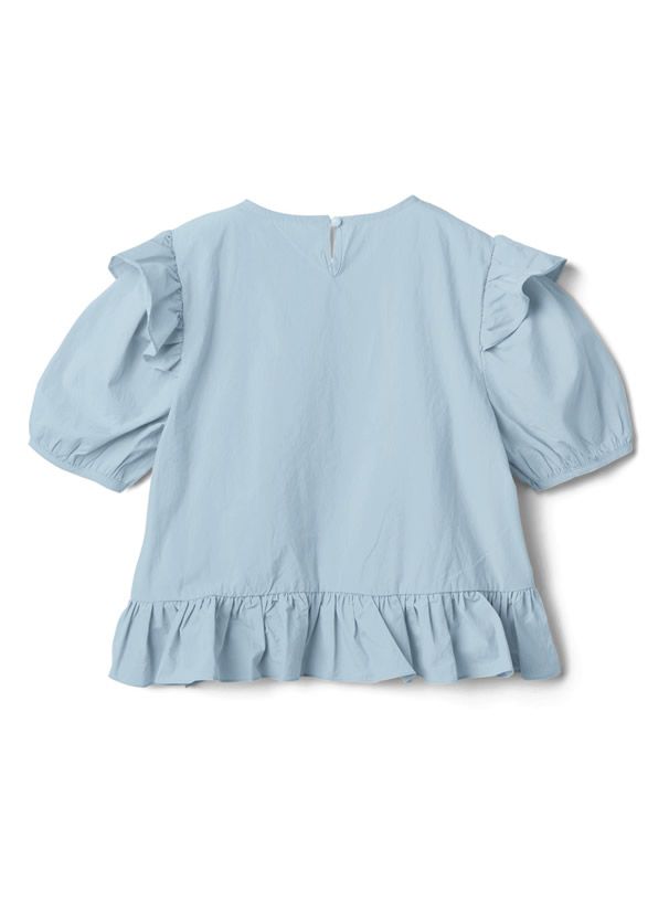 日本 GRL - 不規則層次荷葉邊短袖上衣-水藍