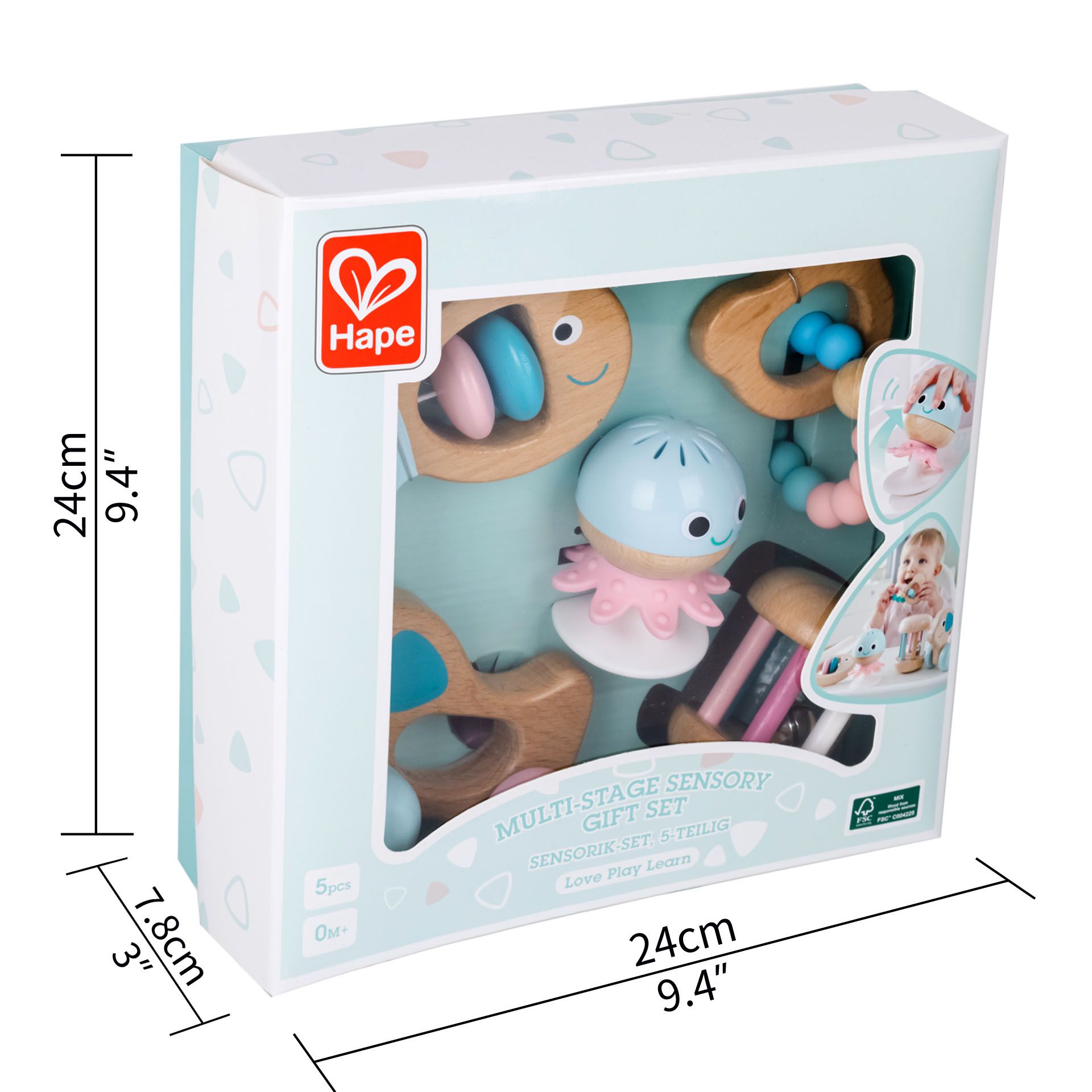 德國 Hape - 嬰幼兒安撫搖鈴五件組