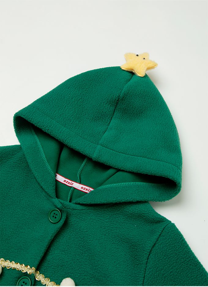 韓國 OZKIZ - 聖誕樹搖粒絨連帽套裝-綠