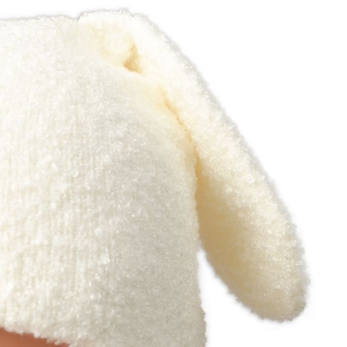 akachan honpo - 毛茸茸柔款針織帽-白色動物-白色