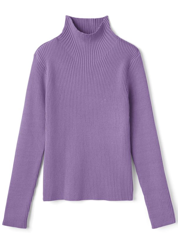 日本 GRL - 立領顯瘦彈性羅紋長袖上衣-皇家藍