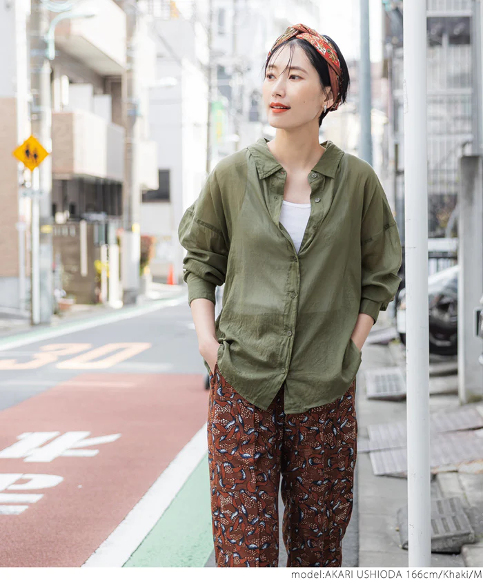 日本 COCA - 輕薄透膚質感長袖襯衫/外套-灰