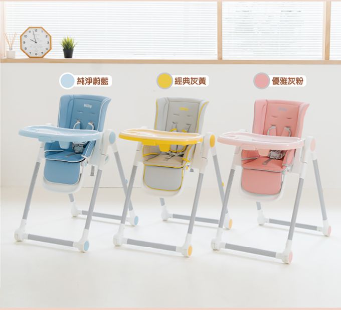 Nuby - 多段式兒童高腳餐椅-經典灰黃