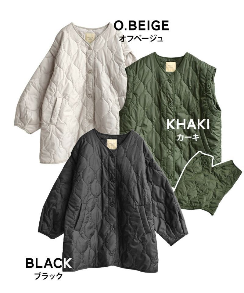 日本 zootie - 2WAY衍縫落肩鋪棉保暖外套/背心(袖可拆)-軍綠