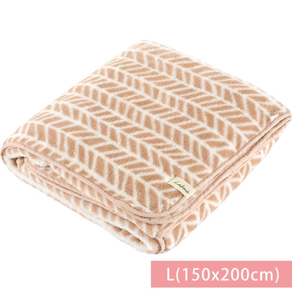 日本 DAIKAI - 極細纖維柔軟保暖毛毯/蓋毯-麻花編織-卡其 (L(150x200cm))