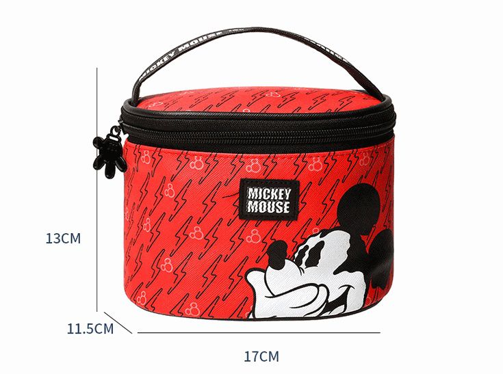 圓桶化妝包-卡通米奇-金色-滿版