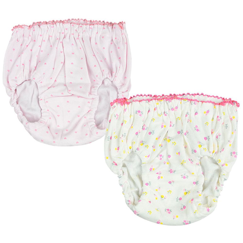 akachan honpo - 內褲2件組-小花-白色&粉紅色