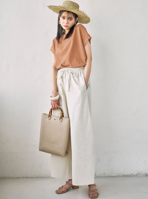 日本 GRL - 純棉百搭顯瘦法式袖上衣-果綠 (F)