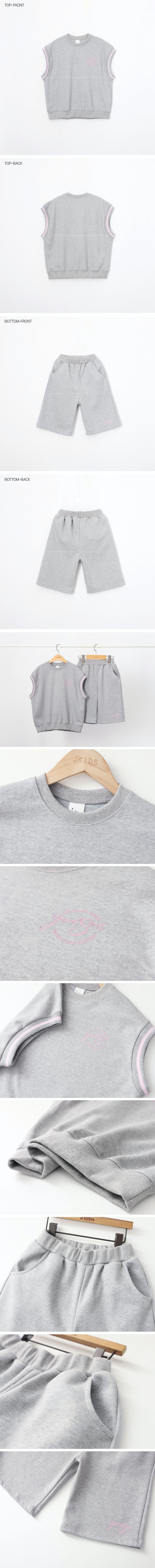 韓國 J KIDS - 甜美風格寬鬆背心短褲套裝-灰