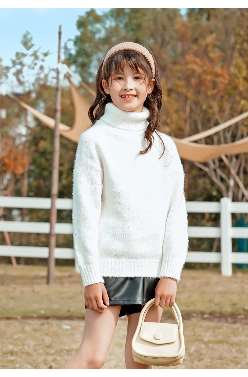 百搭秋冬針織毛衣-高領套頭-紫色