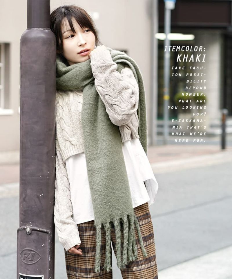 日本 zootie - 柔軟蓬鬆保暖流蘇圍巾-石英灰