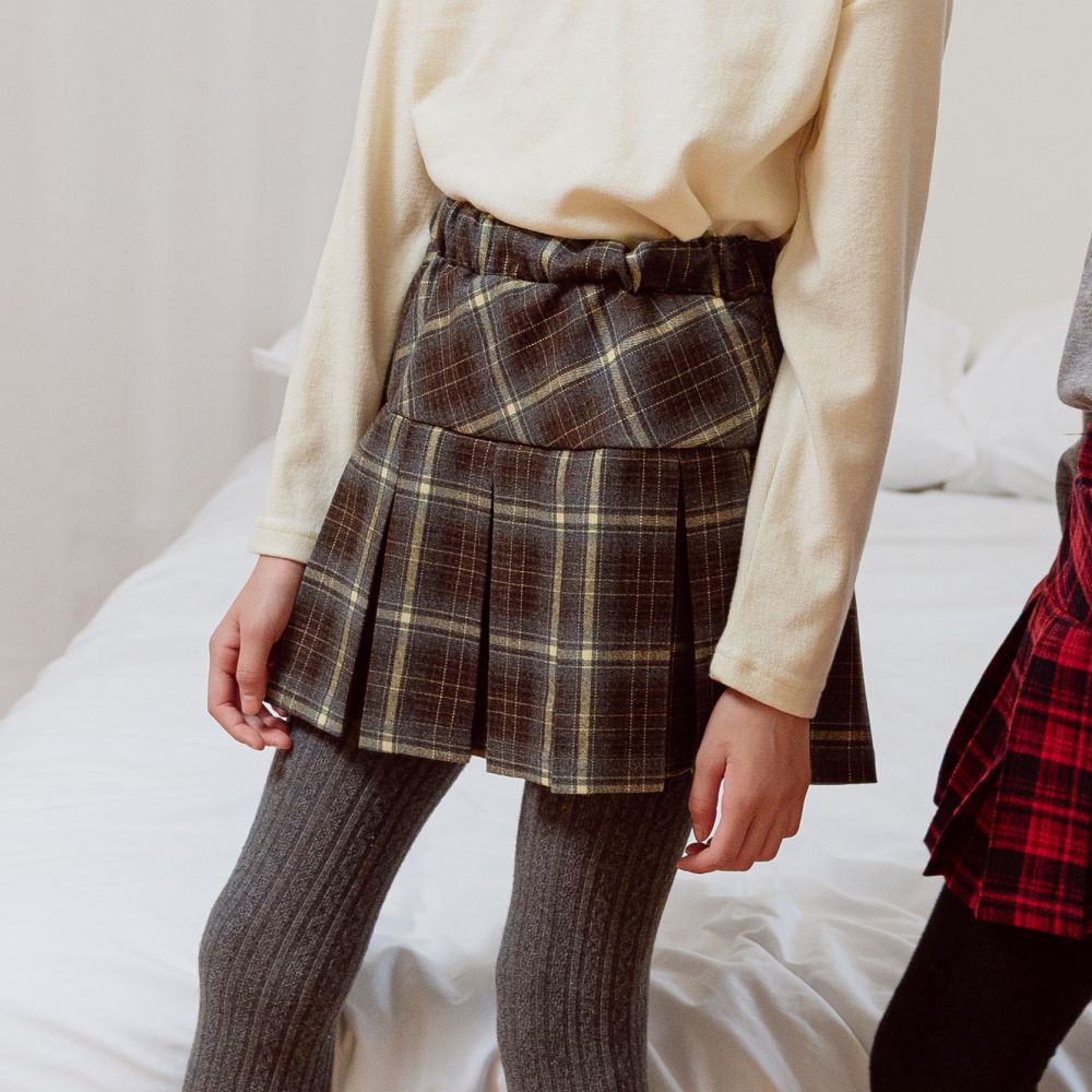 sm2 鬆緊腰經典格紋百褶裙-灰